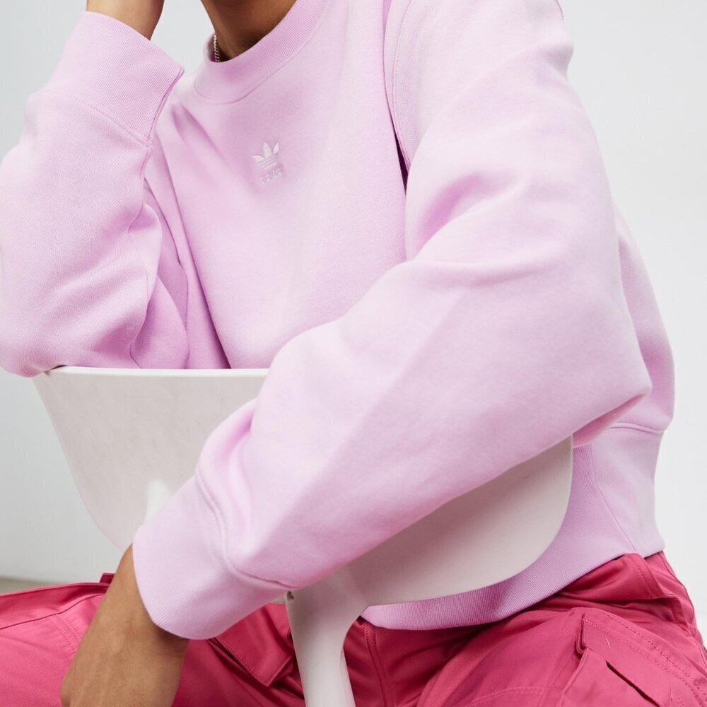 Adidas Pink Fleece Crewneck Cropped Sweatshirt 37251